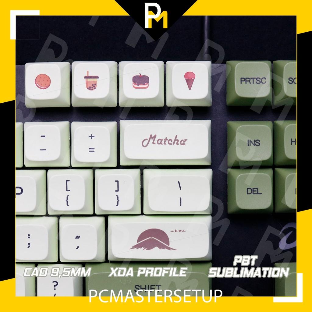 Keycap pbt xda matcha 9.5mm 124 phím, nút cho bàn phím cơ