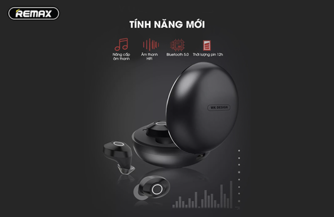 Tai nghe True Wireless Hoco Thời Gian Nghe 12 Tiếng Bluetooth 5.0 Âm Thanh HIFI - Hàng Chính Hãng