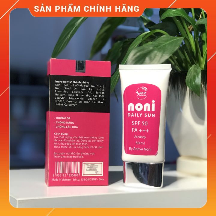 Noni Daily Sun - Kem chống nắng thế hệ mới SPF 50, PA +++ cho body 50 ml - Adeva Noni