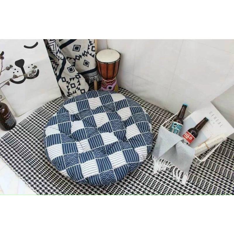 Đệm Ngồi Bệt Vải Canvas Kích Thước 40cm x 40cm 20 mẫu đa dạng, đệm lót ghế Vuông tròn (Bông Trắng Cực Êm)