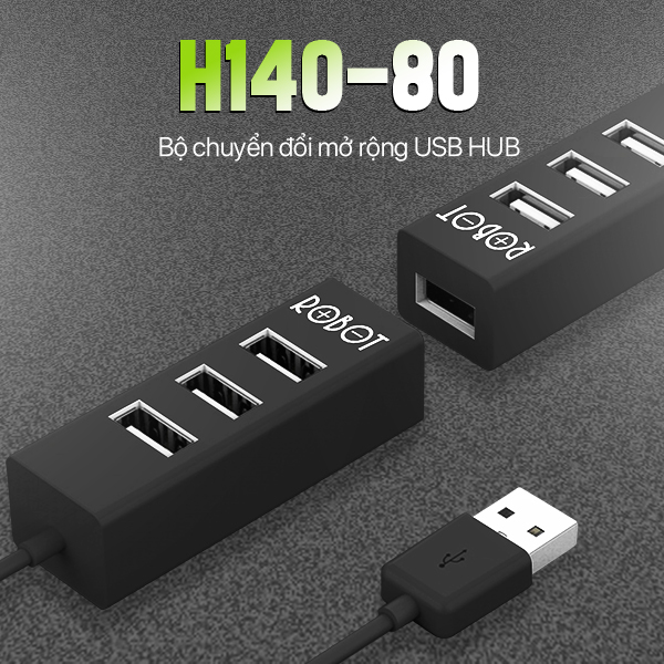 Bộ Chia USB HUB 4 Cổng ROBOT H140 80 Dài 80cm - Hàng Chính Hãng