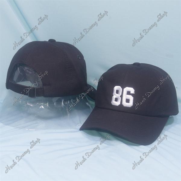 Nón kết thêu chữ số, thêu số 86 phía sau có khóa tăng giảm size đầu - Đen 86