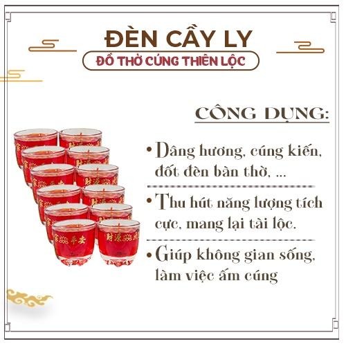 Đèn Cầy Ly Cúng Múi Cao 6cm Cháy Liên Tục 15 Tiếng Đồ Thờ Cúng Thiên Lộc - Hộp 12 Ly