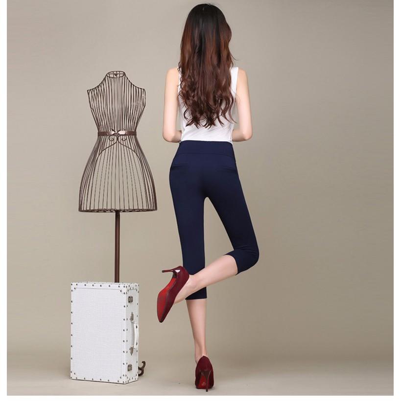 Quần legging lửng cạp cao
