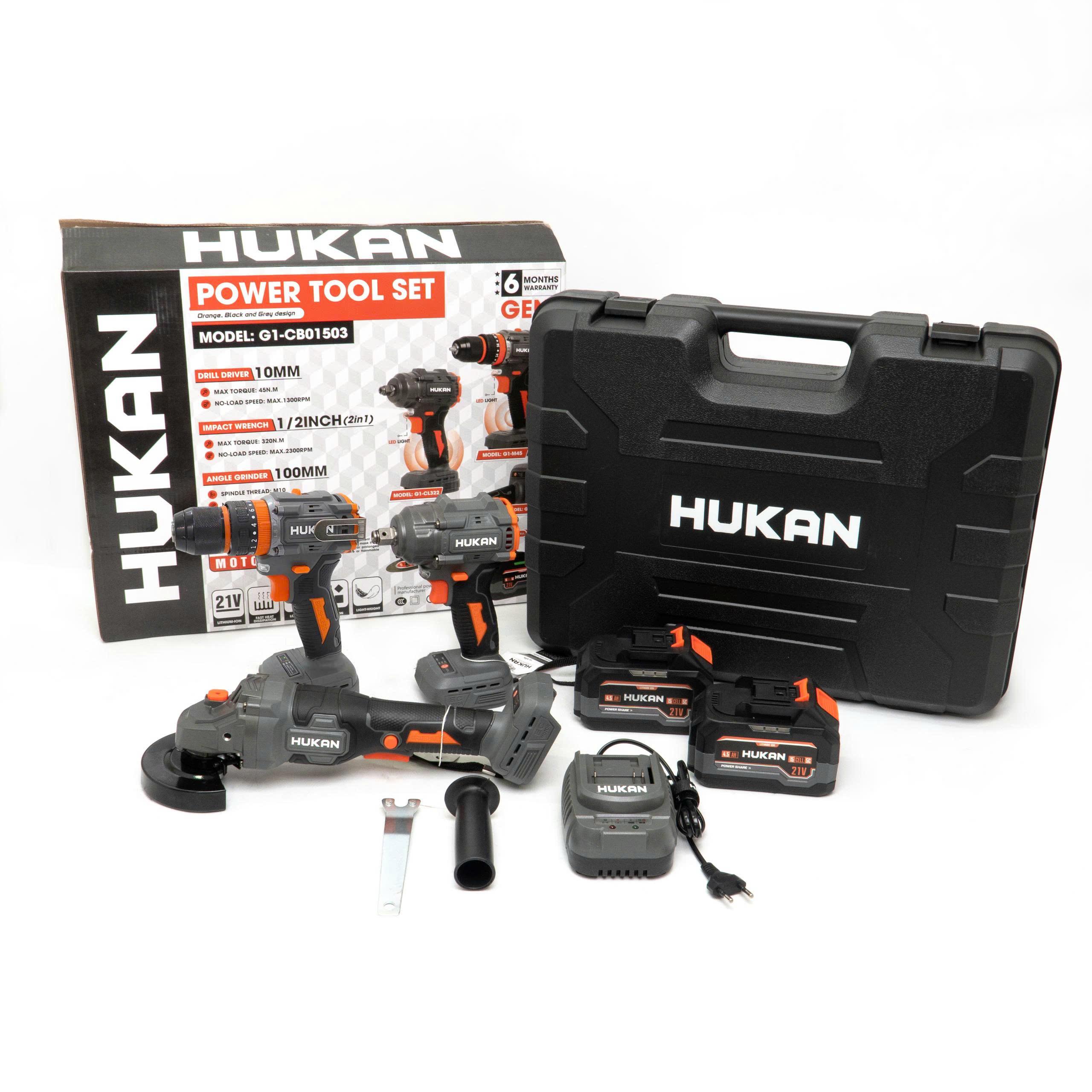 BỘ DỤNG CỤ PIN: MÀI , BULONG &amp; KHOAN 21V G1-CB01503 HUKAN -HÀNG CHÍNH HÃNG