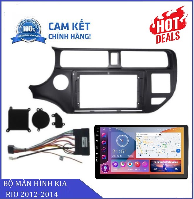 [TẶNG PHẦN MỀM V.I.E.T.M.A.P.S.1]BỘ MÀN HÌNH DVD ANDROID OTO A.5 Bộ nhớ 2GB RAM+ 32GB ROM CHO XE KIA RIO 2012-2014 Hệ điều hành Android 10 Màn hình chuẩn QLED HD đi kèm bộ sản phẩm là mặt dưỡng+jack nguồn theo xe