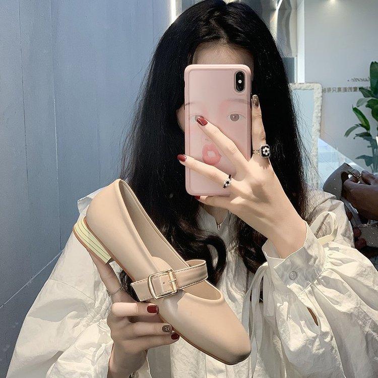 Giày Búp Bê Nữ Gót Vuông Thiết Kế Xinh Xắn