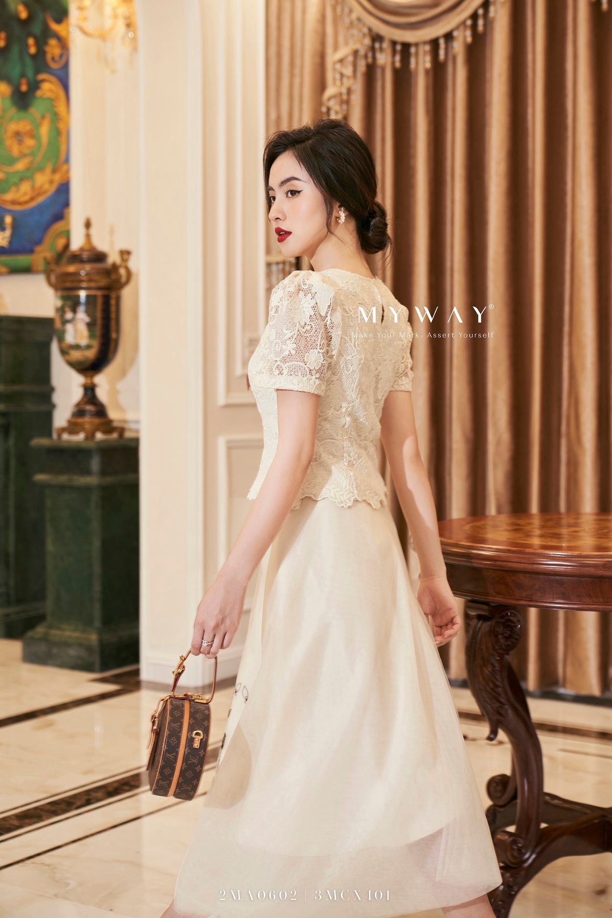 Chân Váy Xòe Nữ MY WAY Thêu Thủ Công Sang Trọng 3MCX401