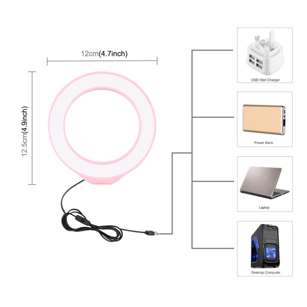 LED Ring Light, 12cm USB Powered LED Selfie Makeup Fill Light, Great for Live Streaming Photoghaphy