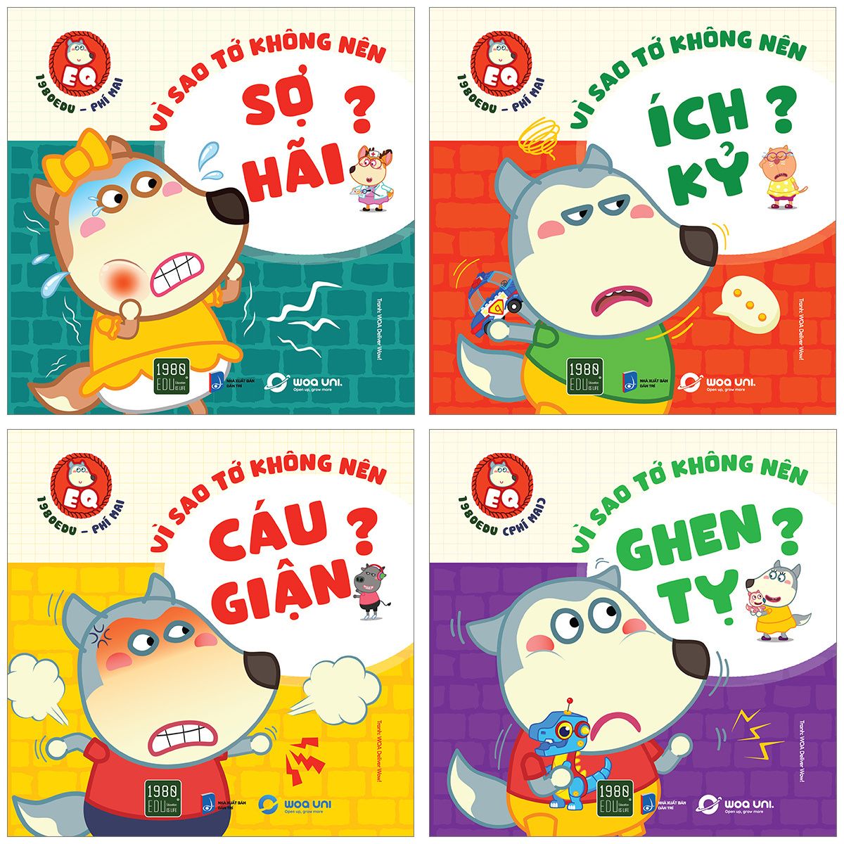 Combo Wolfoo EQ - Vì Sao Tớ Không Nên Sợ Hãi + Ích Kỷ + Ghen Tỵ + Cáu Giận