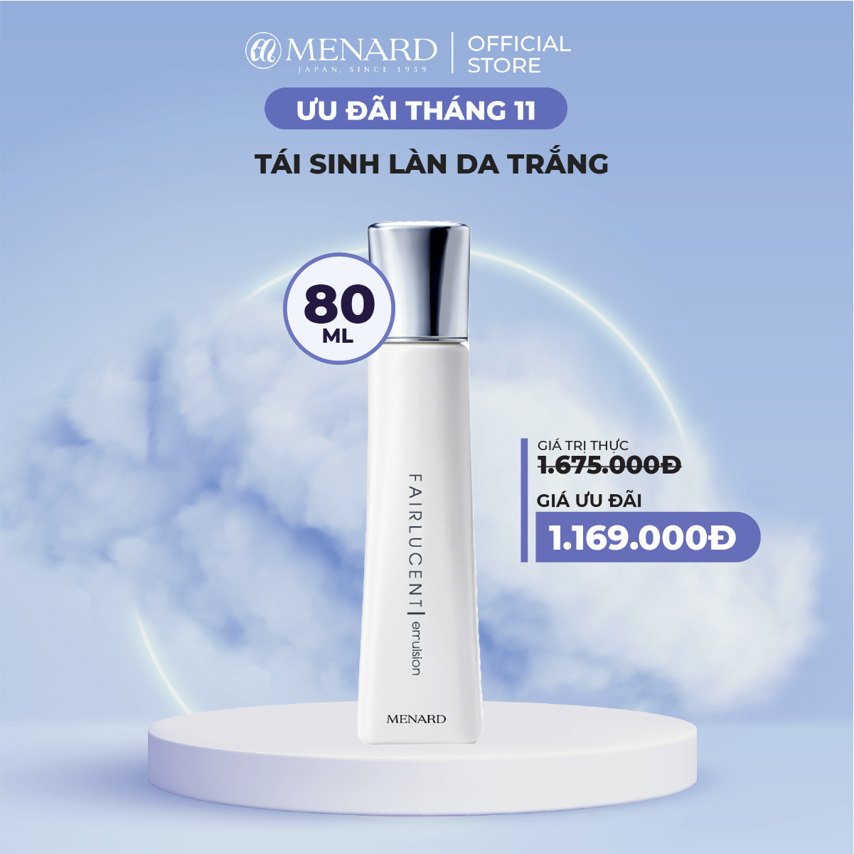 Sữa cấp ẩm dưỡng trắng Menard Fairlucent Emulsion (80ml)