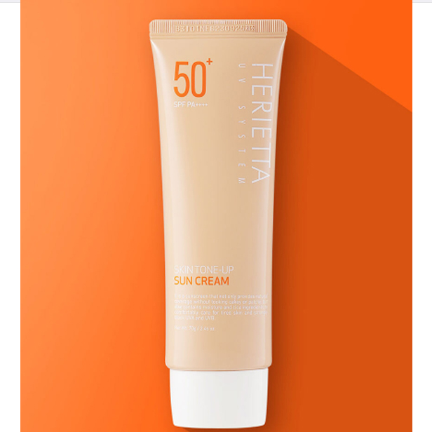 Kem chống nắng nâng tông, che khuyết điểm kiềm dầu Herietta UV System Skin Tone - Up Sun Cream Hàn Quôc 70ml