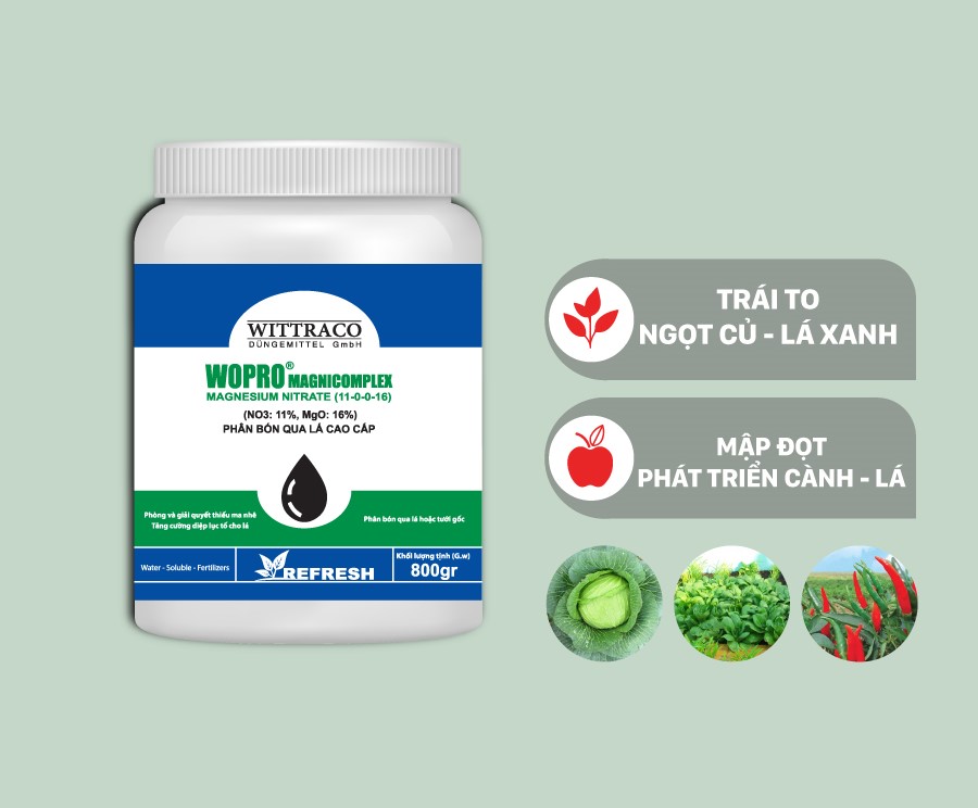 Phân Magie Nitrat WOPRO MAGNICOMPLEX 800gr chuyên cho rau màu và mập cành hoa kiểng