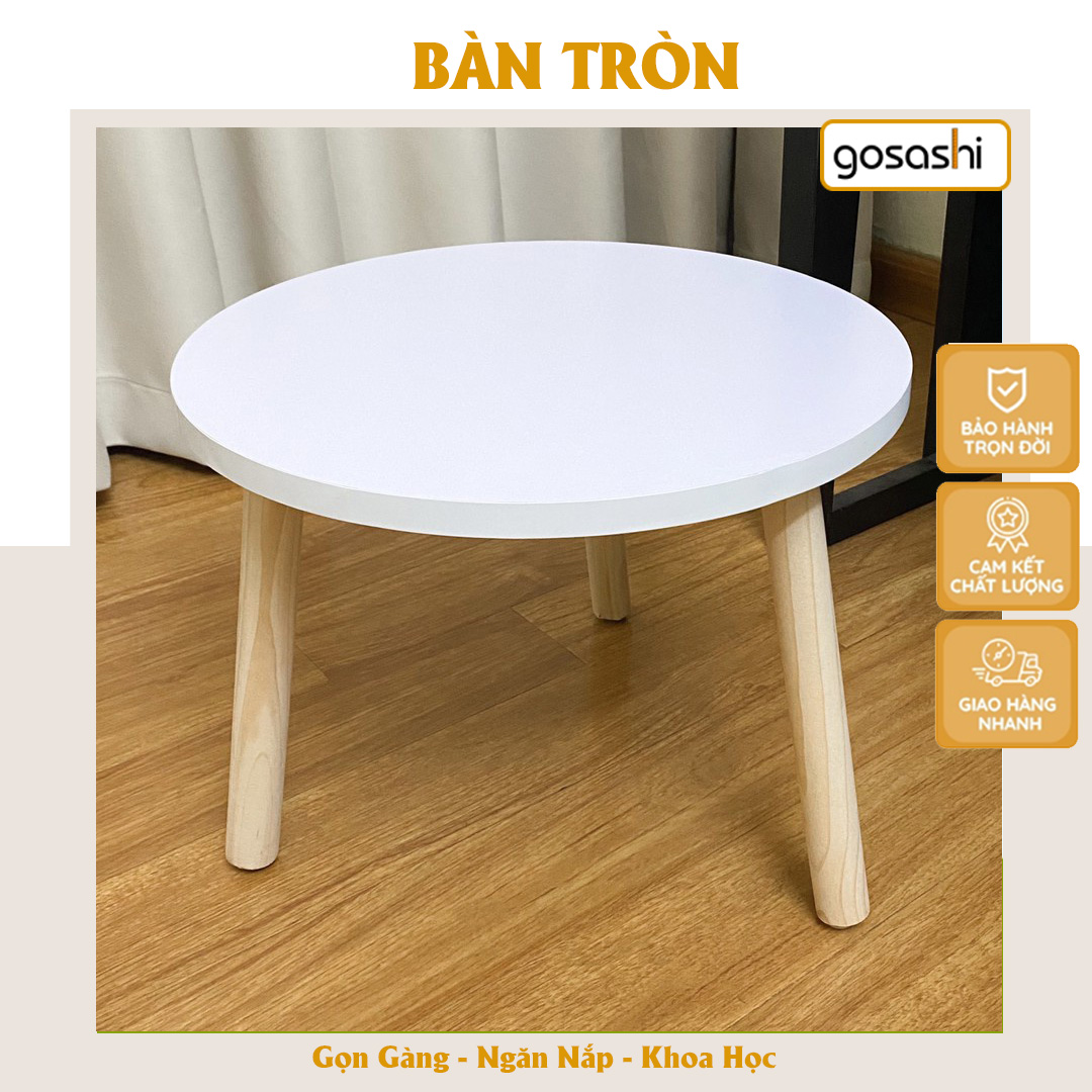 Bàn Trà Sofa, Bàn Cafe Phong Cách Tối Giản, Chân Gỗ Sồi, Mặt Bàn Phủ Melamin Chống Nước Tiện Lợi Thương Hiệu Gosashi-BTTCGO