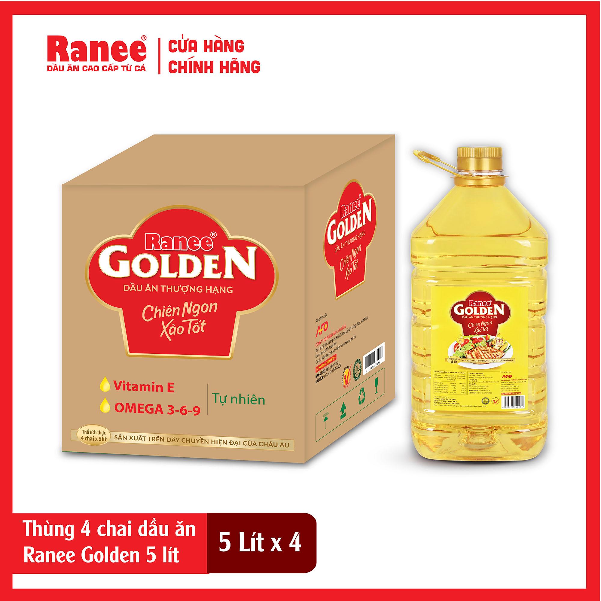 Hình ảnh Thùng dầu ăn Ranee Golden 5 lít (5 lít/chai x 4 chai)