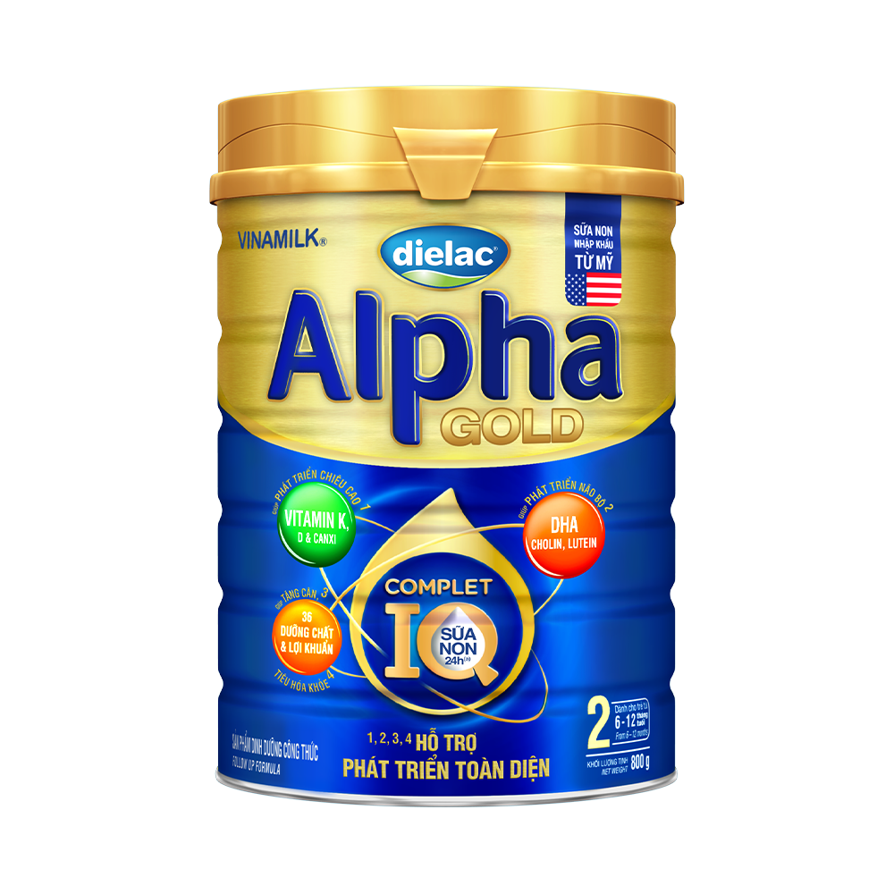 HỘP SỮA BỘT VINAMILK DIELAC ALPHA GOLD IQ 2 900G