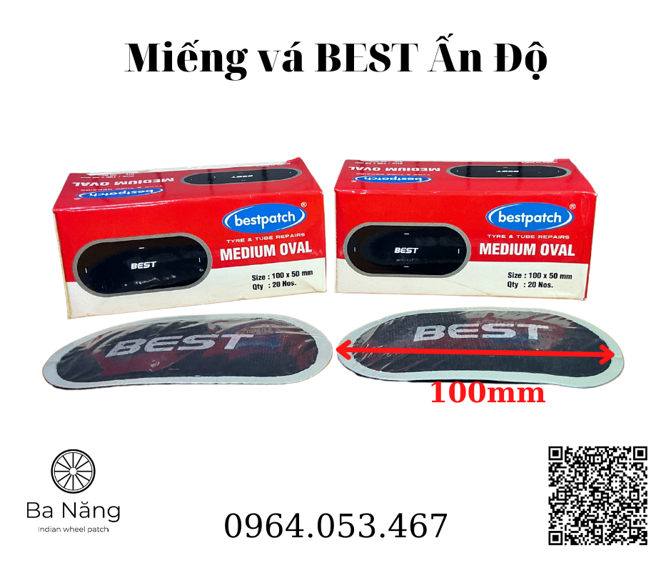 10 miếng vá vỏ săm lốp xe máy, ôtô BEST Medium Oval