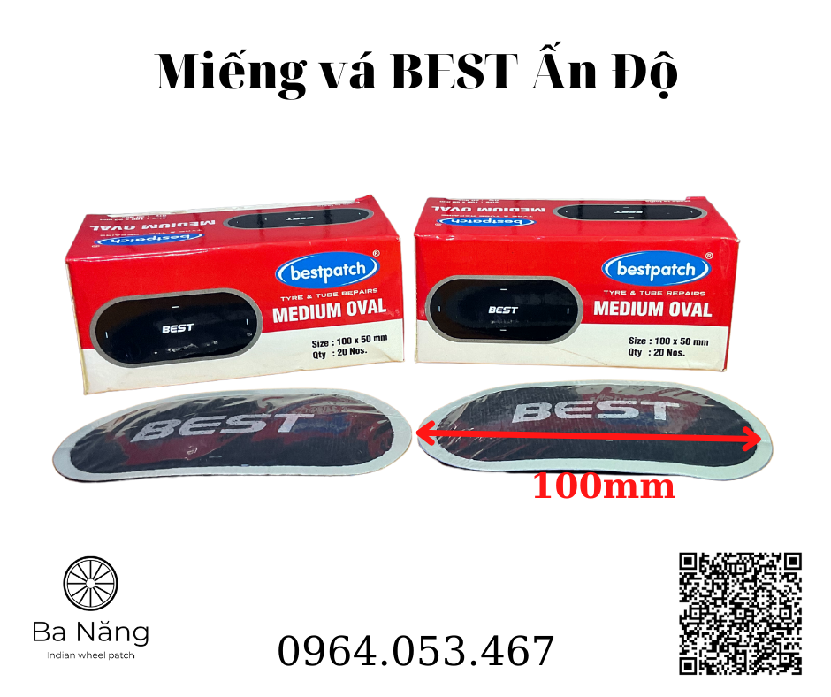 10 miếng vá vỏ săm lốp (ruột) xe máy, ôtô BEST Medium Oval