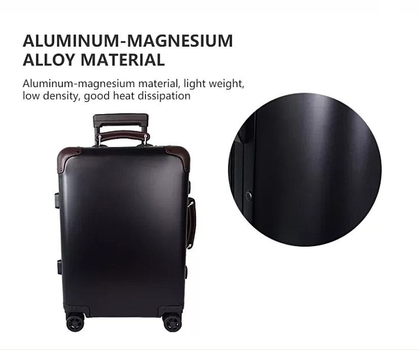 Vali tay kéo cao cấp chất liệu hợp kim nhôm nguyên khối MS1318 Macsim màu ti-gold-đen cỡ 28 inches