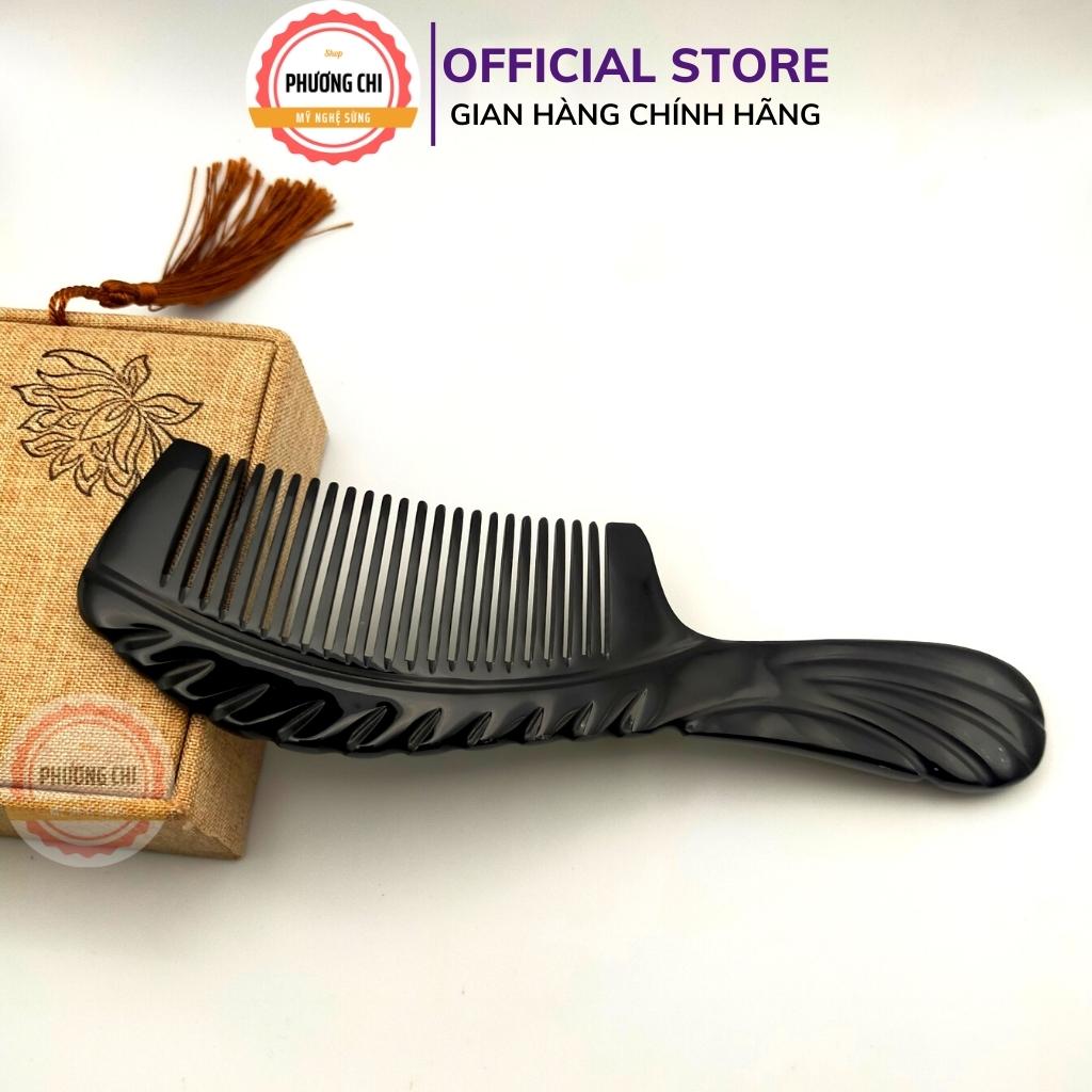 Lược sừng chuôi khía dài 18cm màu đen nưa, lược chải tóc gỡ rối massage đầu | Mỹ Nghệ Phương Chi