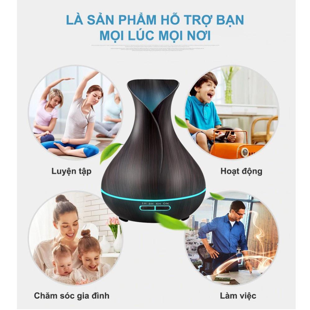 Máy Xông Tinh Dầu Bình Hoa Tulip Phun Sương Tạo Ẩm Khuếch Tán Tinh Dầu Đèn LED 7 Màu Remote Điều Khiển Từ Xa Thơm Nhà