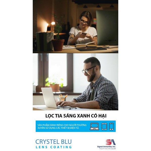 Tròng kính chống ánh sáng xanh SIGNET CRYSTEL BLU 1.56 ASP UV400