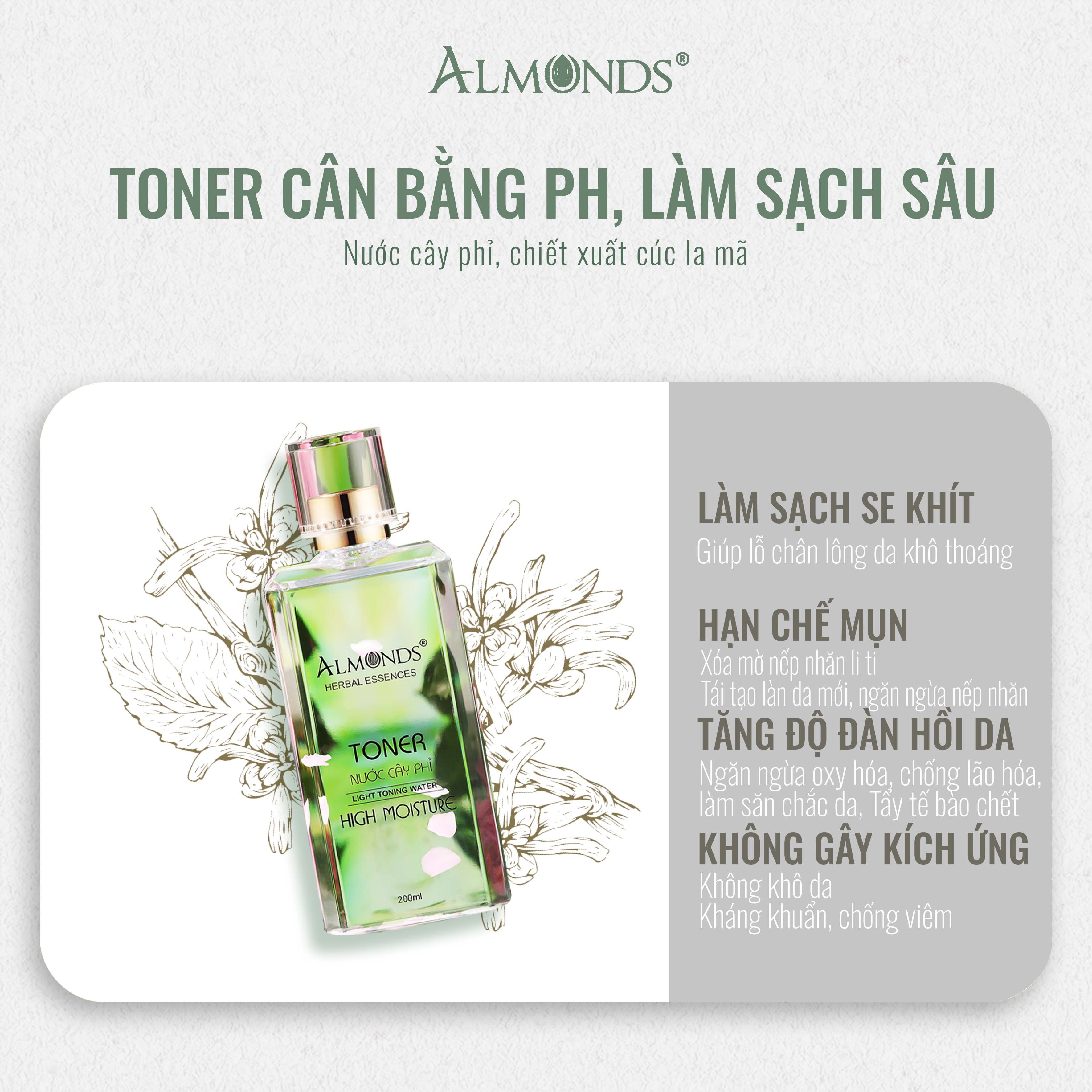 Toner cây phỉ và hoa hồng cân bằng PH và sạch sâu - 200ml