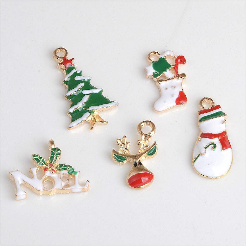 20 Pieces Mixed Enamel Christmas Charms Pendants DIY Xmas Jewelry Gifts Decorations Xmas Tree Snowman Holly Deer Claus and more