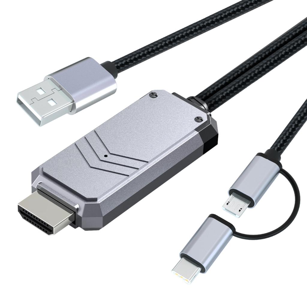 1080P Type C/Micro USB To HDMI Cable Adapter Bluetooth 5.0 HDMI Converter