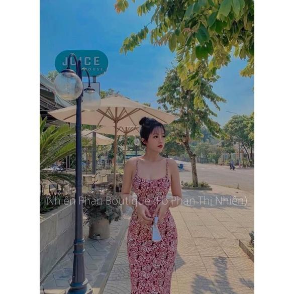 ĐẦM BODY HOA CỘT DÂY SAU ÔM BODY KÈM ẢNH KHÁCH MẶC