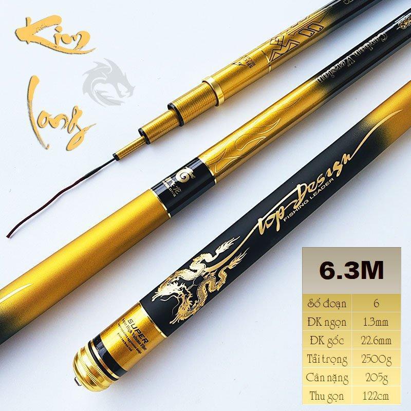 Cần câu đài 6H Kim Long cao cấp full carbon, tặng kèm ngọn phụ CT23