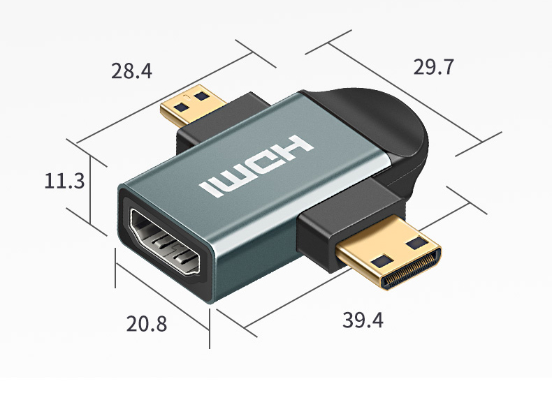 Đầu chuyển Mini/ Micro HDMI ra cổng HDMI âm 2in1 kết nối camera, laptop lên màn hình tivi cổng HDMI