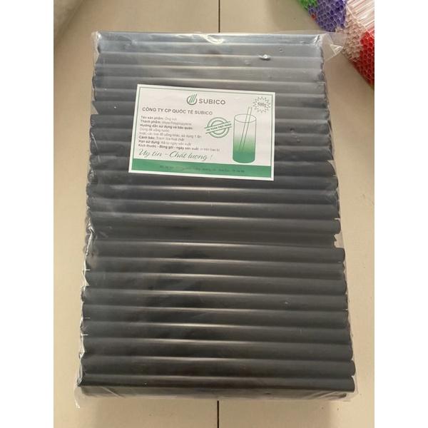 Ống hút trà sữa màu đen, trắng có màng bọc túi 100 ống