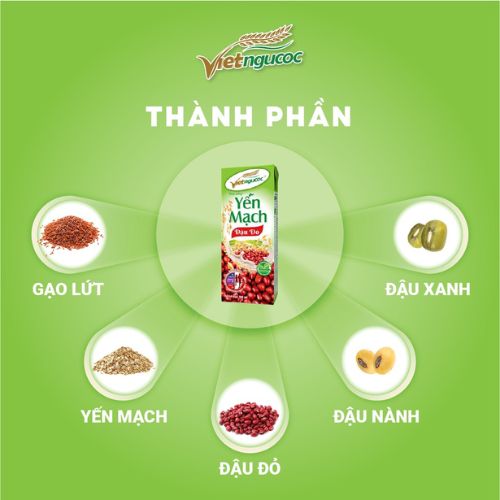 Thùng 48 hộp Sữa Yến Mạch Đậu Đỏ VIỆT NGŨ CỐC Giàu Chất Xơ Tốt Cho Sức Khỏe Dùng Uống Liền 180ml/Hộp