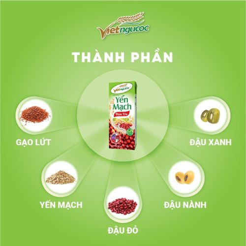 Lốc 4 hộp Sữa Yến Mạch Đậu Đỏ VIỆT NGŨ CỐC Giàu Chất Xơ Tốt Cho Sức Khỏe Dùng Uống Liền 180ml/Hộp
