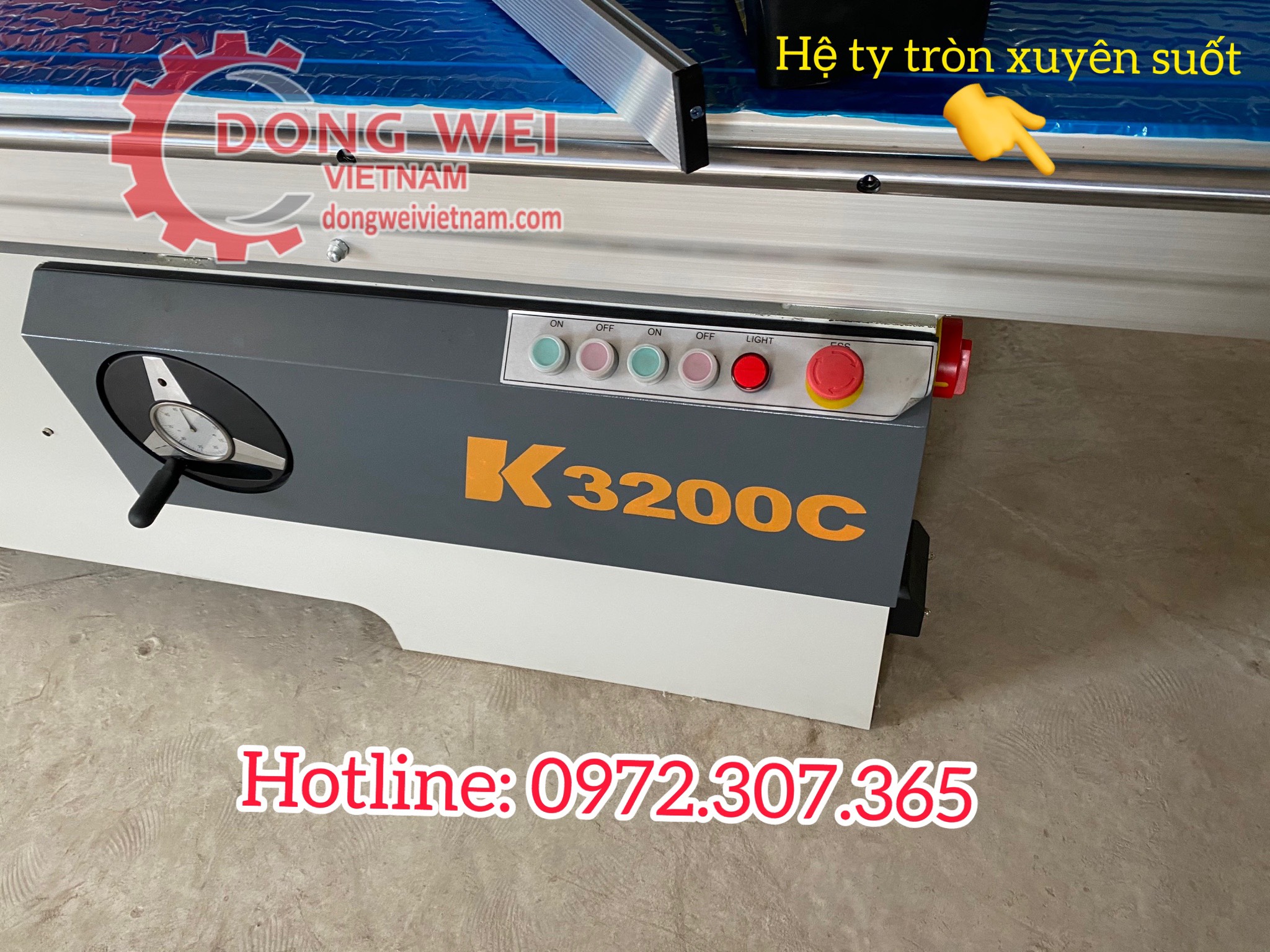 MÁY CƯA BÀN TRƯỢT K3200C THẾ HỆ MỚI, BÀN TRƯỢT 3,2M VỚI HỆ TY TRÒN XUYÊN SUỐT CÙNG ĐỘNG CƠ CÔNG SUẤT LỚN