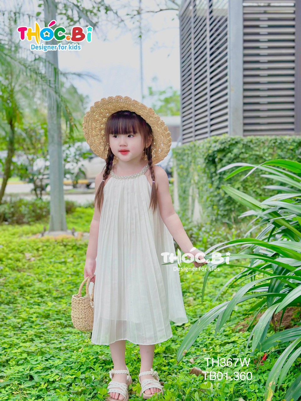 Váy 2 dây cho bé gái 2-11 tuổi cổ cách điệu đính hạt hàng thiết kế vải tơ nhẹ thoáng mát đáng yêu