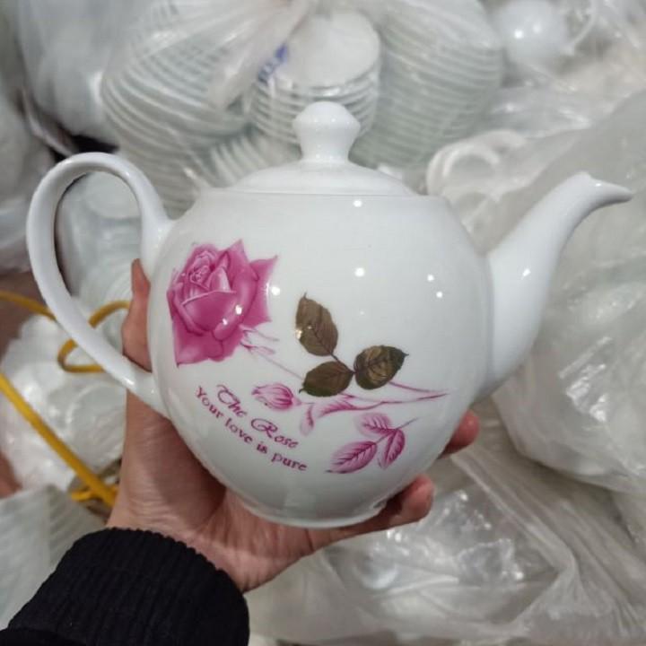 Ấm trà Hoa Hồng sứ trắng đẹp Dung Tích 500 ml