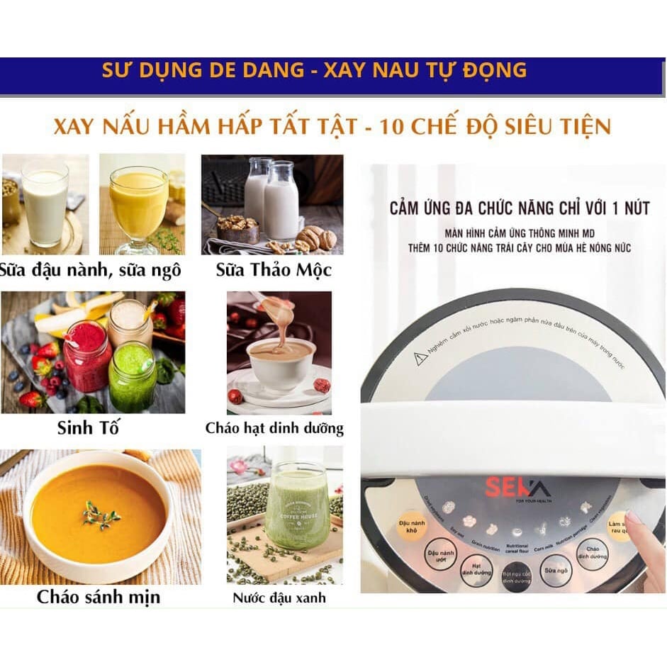 Máy Làm Sữa Hạt Đa Năng SEKA - Máy Xay Nấu Đa Năng SEKA - Máy Xay Sinh Tố 1,8l