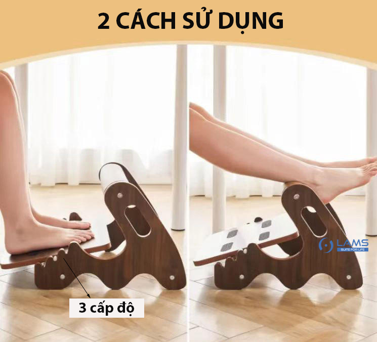 Ghế kê chân văn phòng bằng gỗ, kê chân công thái học, Giá Đỡ Chân Dưới Bàn Làm Việc