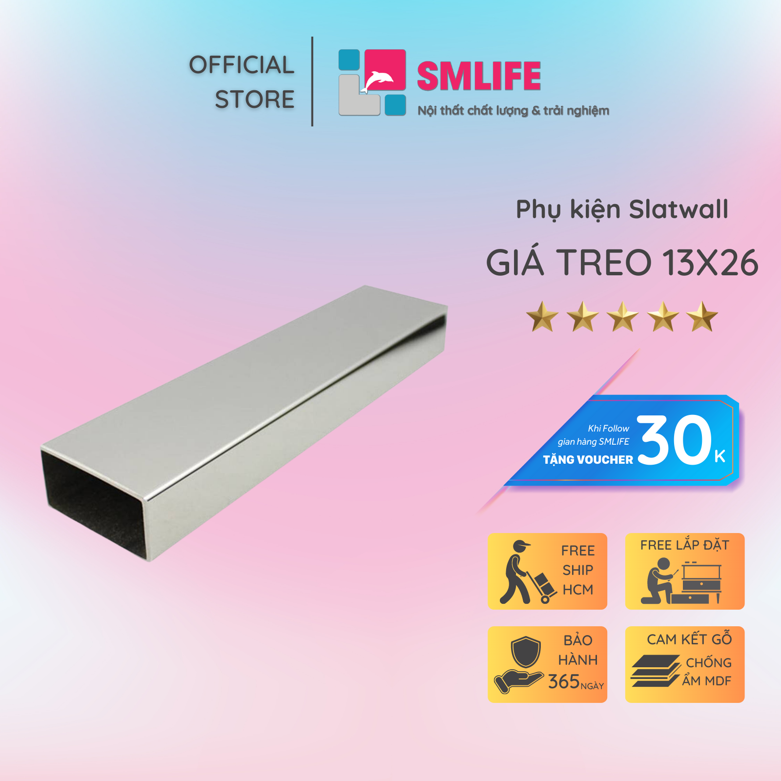 Thanh treo chữ nhật SMLIFE 13×26