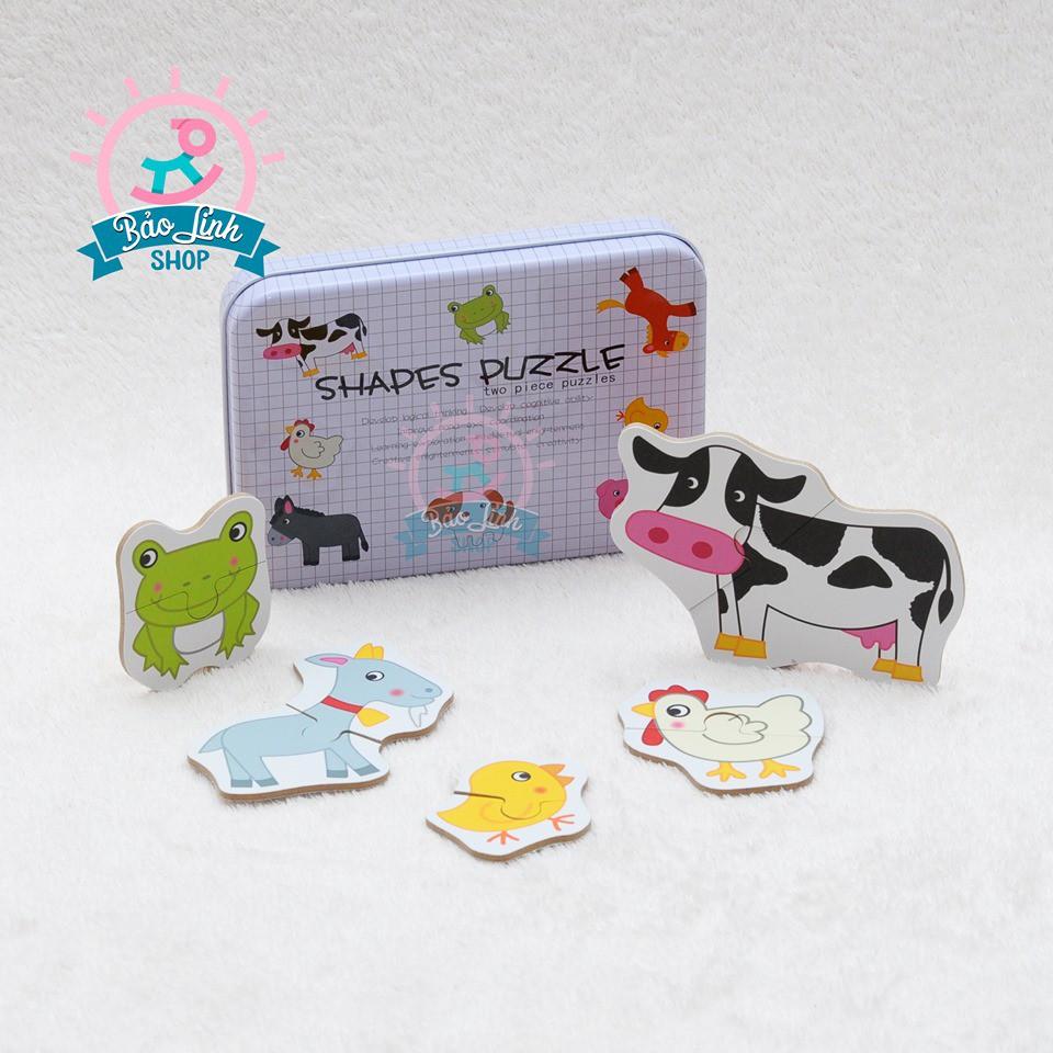 Ghép hình 2 mảnh hộp sắt - Shapes Puzzle| Đồ chơi thông min