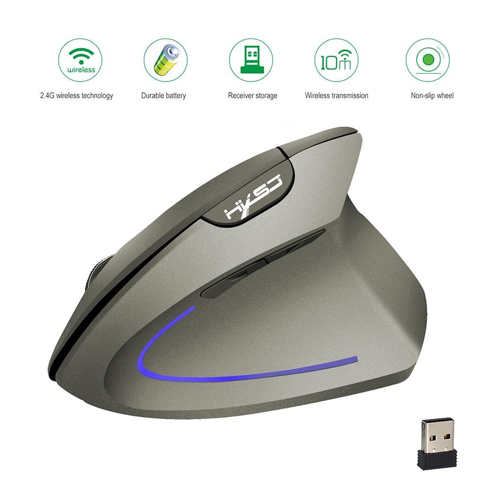 Chuột không dây kiểu đứng HXSJ T22 Sạc pin wireless USB 2.4GHz chống mỏi tay dùng cho pc laptop táo tablet tivi - hàng chính hãng