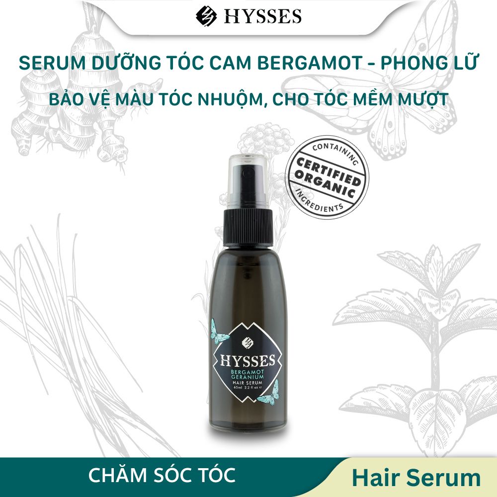 Tinh Chất Dưỡng Tóc Cao Cấp Hysses Hair Serum Dành Cho Tóc Xoăn Cứng, Xơ Rối, Dưỡng Ẩm Phục Hồi Tóc, Giữ Màu Tóc Lâu Dài Với Tinh Dầu Cam Bergamot & Hoa Phong Lữ Hữu Cơ Tự Nhiên