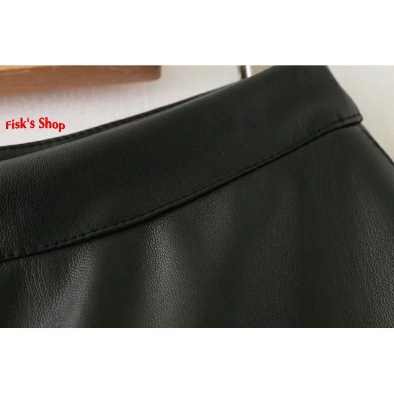 Váy da cạp cao dáng dài