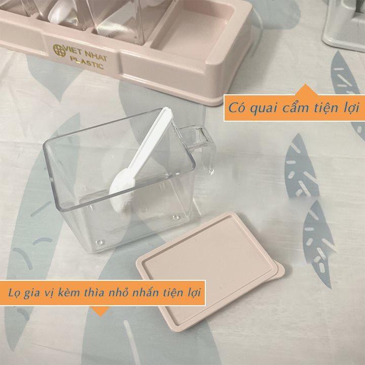Bộ 4 lọ đựng gia vị có thìa Việt Nhật -Hũ đựng gia vị có nắp đậy tiện dụng bền đẹp TNX 2939