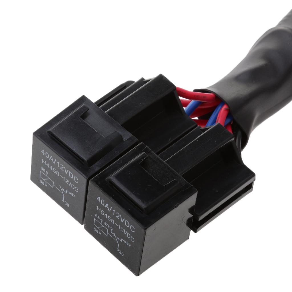 2xH4 Headlight Headlamp Light Bulb Relay Wiring Harness Socket Plug Wire Kit