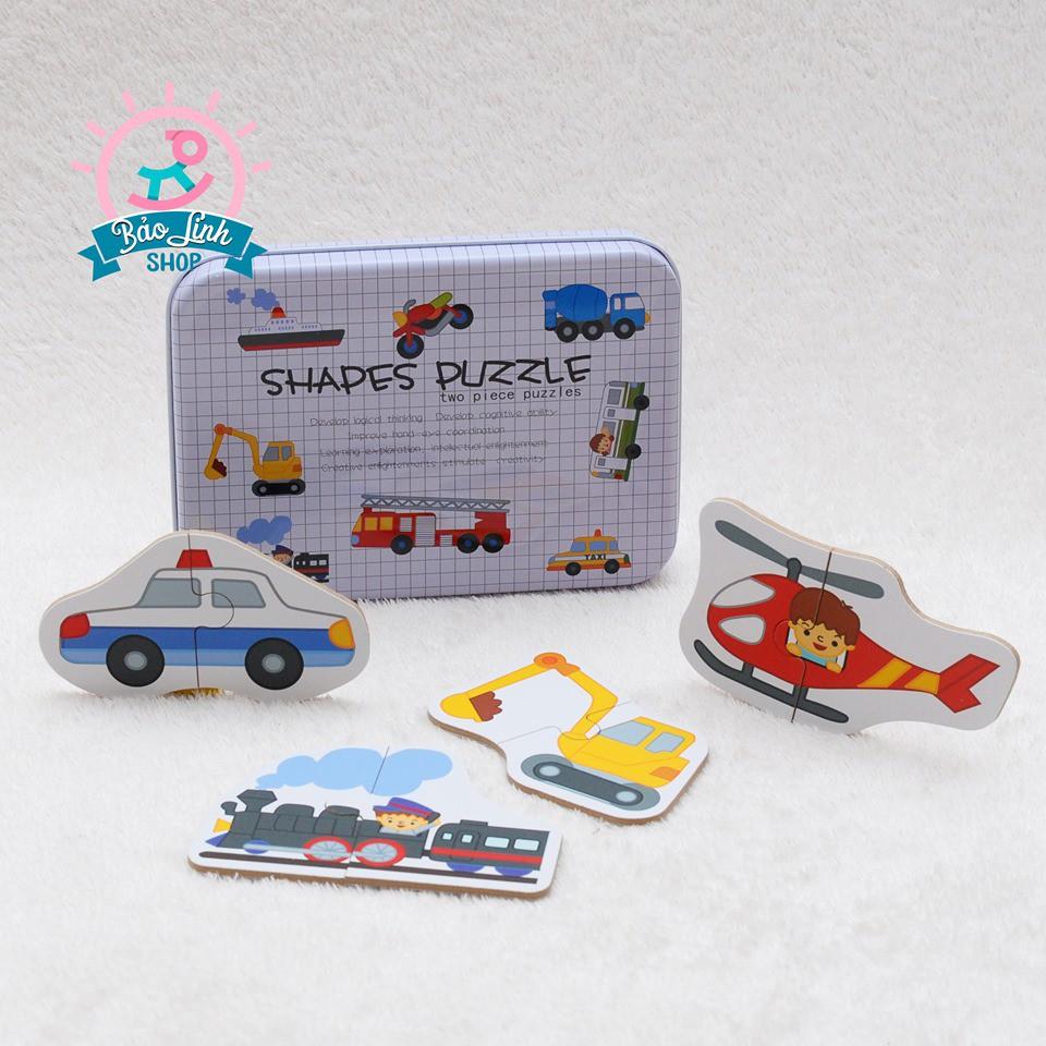 Ghép hình 2 mảnh hộp sắt - Shapes Puzzle| Đồ chơi thông min
