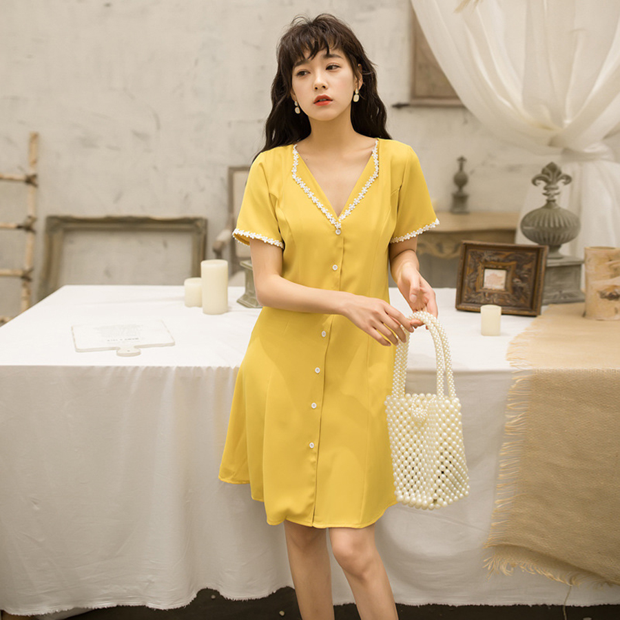 Đầm cổ bẻ viền ren vintage DAORA DRESS