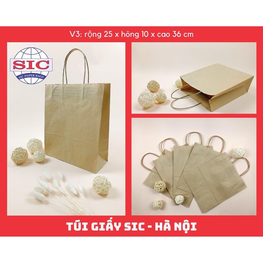 100 CHIẾC TÚI GIẤY KRAFT V3- 25x10x30 CÓ QUAI